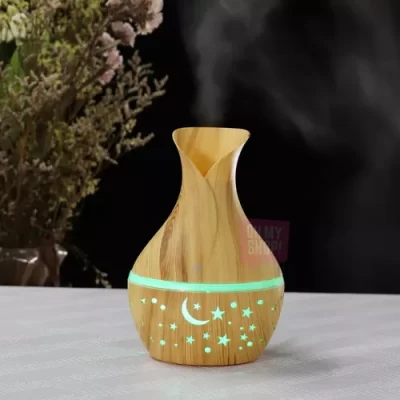 Humidificador jarrón estrella simil madera - FT036D